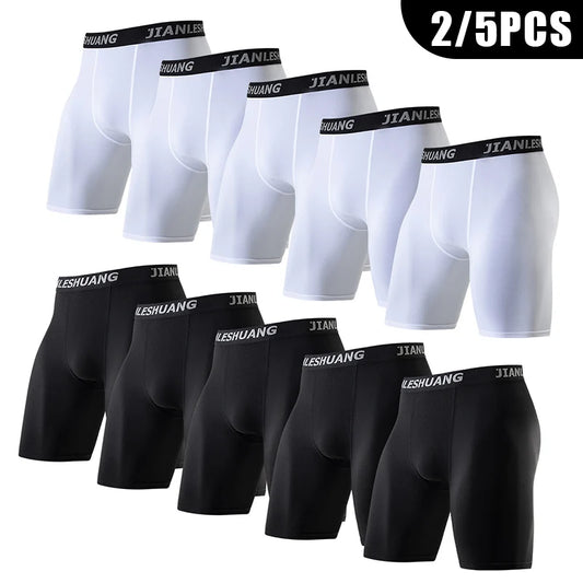 1/2/5Pcs Teenagers To Adults Multi-size Men's Sports Underwear Fitness Long Boxer Shorts Running Training Basketball Football Sh