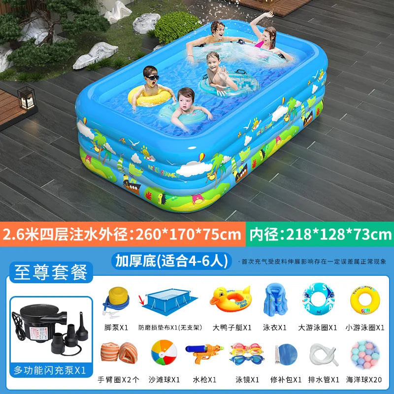 Large Foldable Inflatable Swimming Pool for Kids Adults Baby Family Indoor Outdoor Backyard Thickened Durable Summer Fun Pool