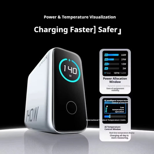 Brand New Anker Zolo 140W GaN Charger AI Display Screen Four-Port Fast Charge Mobile Phone Chargers Portable Phone Power Adaptor