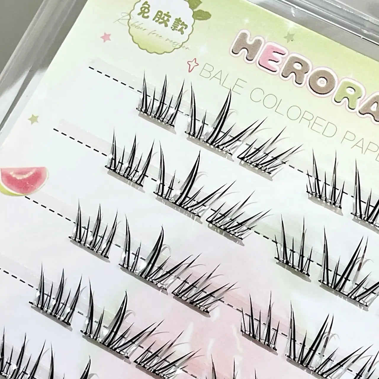 DIY Cluster Punk Silver Black Self-adhesive Glue Free False Eyelashes Segmented Thin Stems Halloween Makeup Girl Lashe Extension