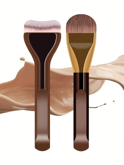 MAANGE 2pcs Foundation Makeup Brushes Set Ultra Thin Top Mask Brush For Liquid Cream Cosmetics Blending Beauty Tool Premium Gift