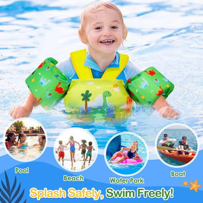 Kids Swimming Vest Toddler Floaties Arm Band Floaties with Adjustable Strap Swim Jacket Water Wing Pool Float Learning Swim