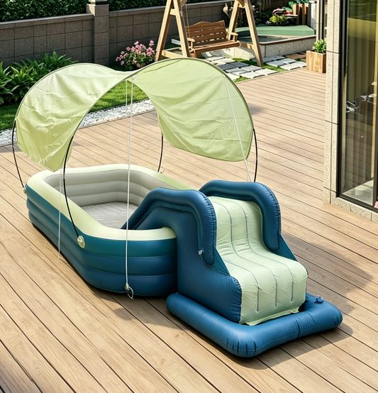 Inflatable Swimming Pool with Rain Canopy, Portable Adult Swimming Pool in Outdoor Areas, Home Garden, Backyard Inflatable Pool