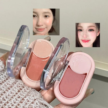 Water Light Peach Cream Blush Two-tone Face Brightening Orange Pink Blusher Plate Makeup Lasting Moisturizing Cheek Tint Rouge