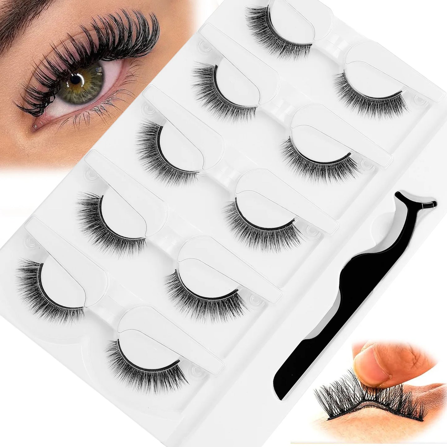5 Pairs Glue-free Self-adhesive Eyelashes 3D Natural False Eyelash One Step Application Easy To Remove Eye Makeup Wholesale