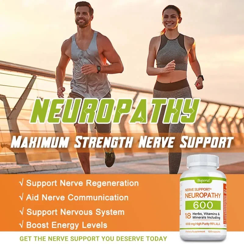 Neuropathy Support Supplement 600mg - Antioxidant, Reduces Stress, Promotes Nerve Health, Cellular Energy, Metabolism,Non-GMO