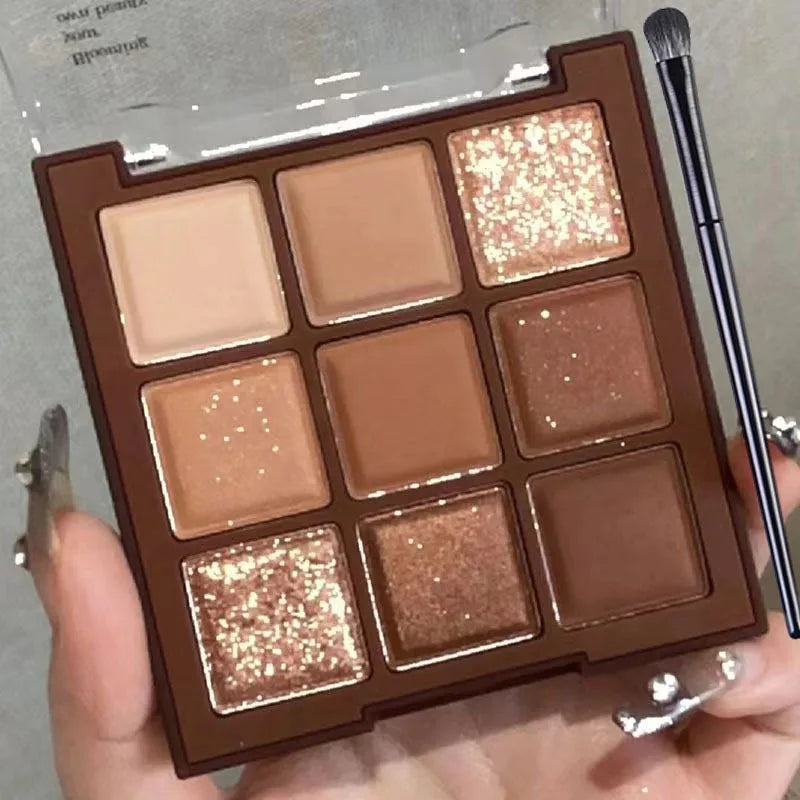 9 Color Chocolate Eyeshadow Palette Matte Pearlescent Glitter Glitter Earth Eyeshadow Makeup