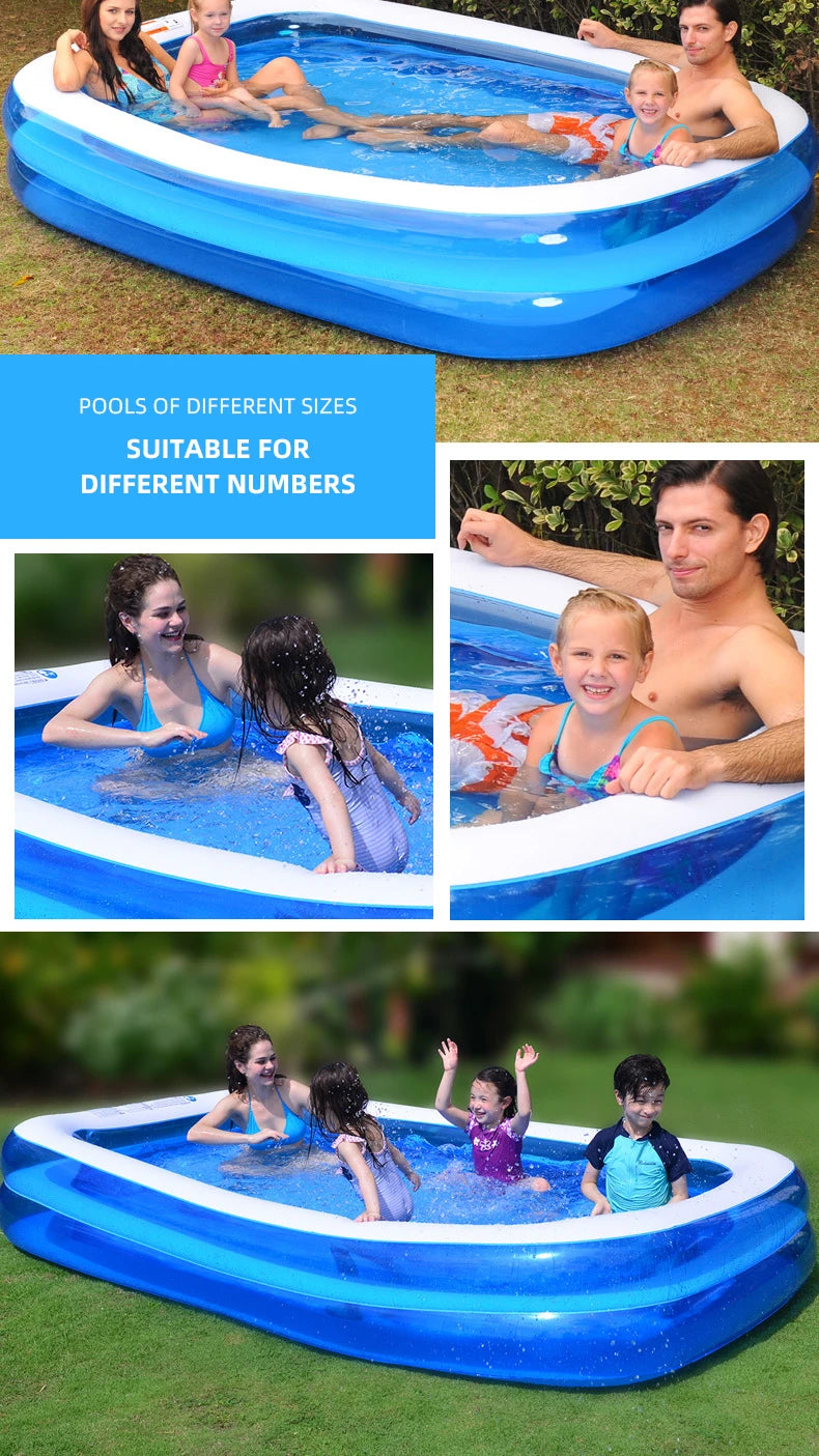 2m/2.6m Large Inflatable Swimming Pool Adults Kids Pools Bathing Tub Outdoor Indoor Bathtub Water Pool Family Party Toys