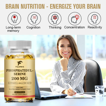 Advanced Phosphatidyl Serine Supplement, for Memory, Cognitive, Concentration, Reduces Stress Hormones & Fatigue, Sharp Focus