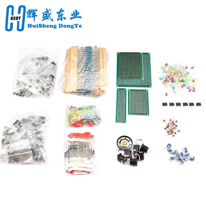 1900 pcs Mega Electronic Component Kit including Assortment + Capacitors + Resistors + LED + Transistors + DC Jacks + PCB +opamp