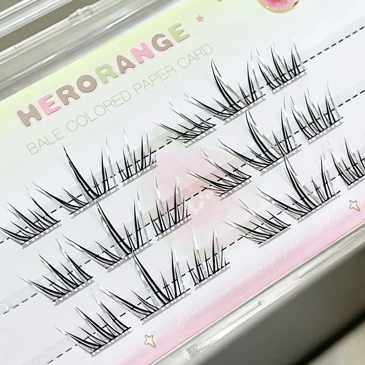 DIY Cluster Punk Silver Black Self-adhesive Glue Free False Eyelashes Segmented Thin Stems Halloween Makeup Girl Lashe Extension