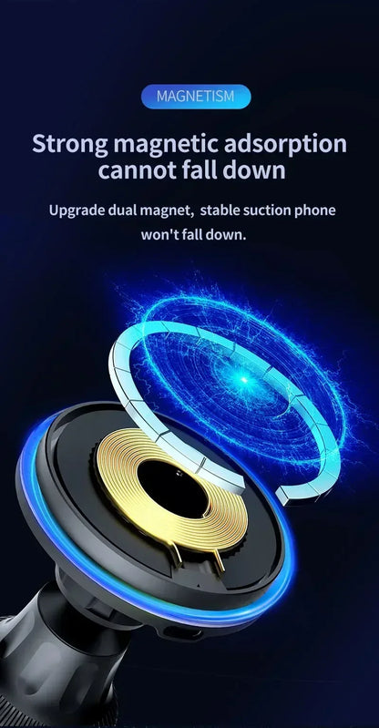 Magnetic Car Wireless Charger RGB For iPhone 13 14 15 16 17 Pro Max Macsafe Car Phone Holder Stand Mount Fast Charging Station
