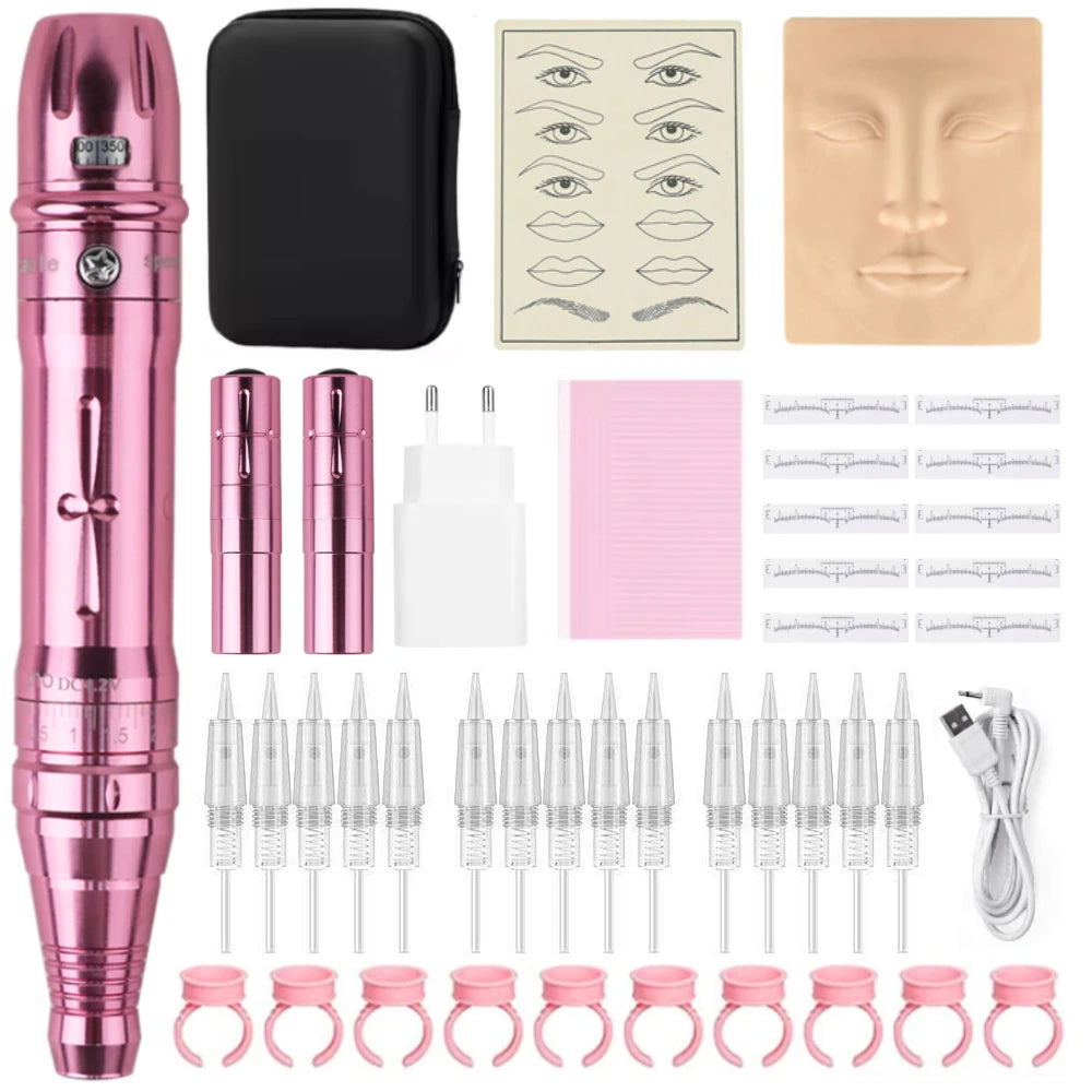 Wireless PMU Machine-Permanent Eyebrow Makeup Tattoo Machine Kit or Disposable Sterilized Tattoo Needle for Eyebrow Lip Eyeliner
