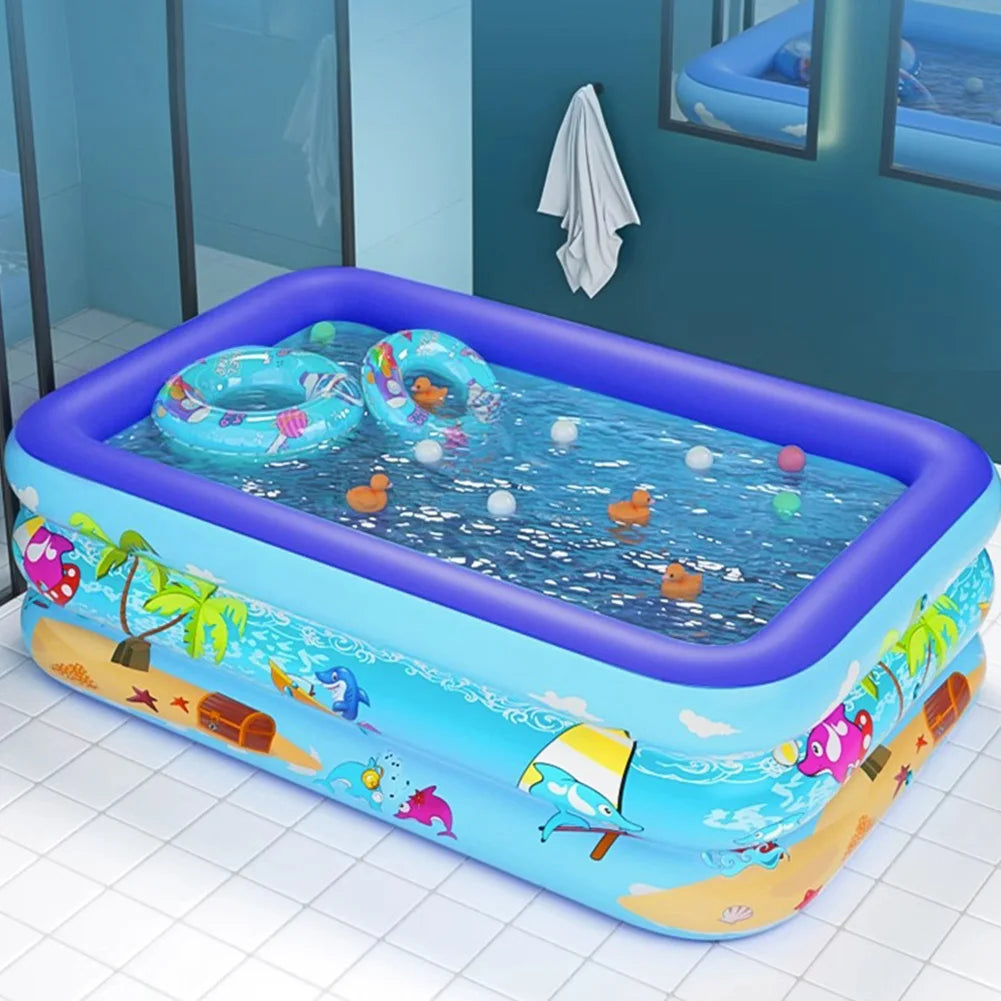 Inflatable Swimming Pool Large Family Pools 120cm Rectangle Framed Children Swimming Pool Summer Outdoor Pool  Bathtub Toys