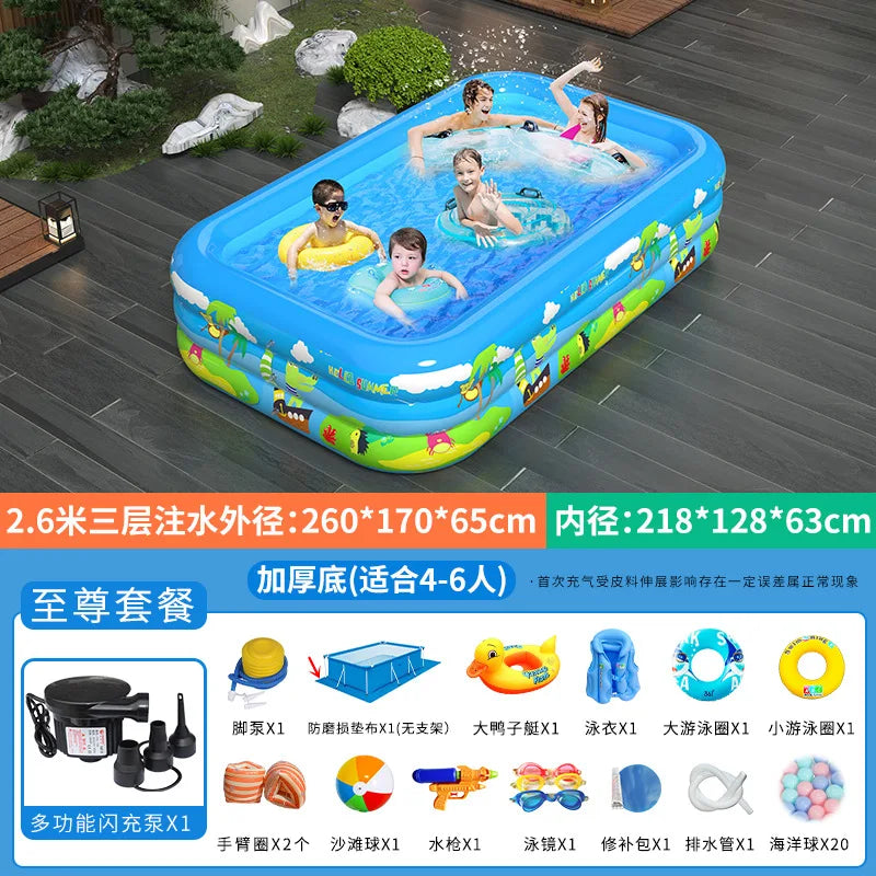 Large Foldable Inflatable Swimming Pool for Kids Adults Baby Family Indoor Outdoor Backyard Thickened Durable Summer Fun Pool