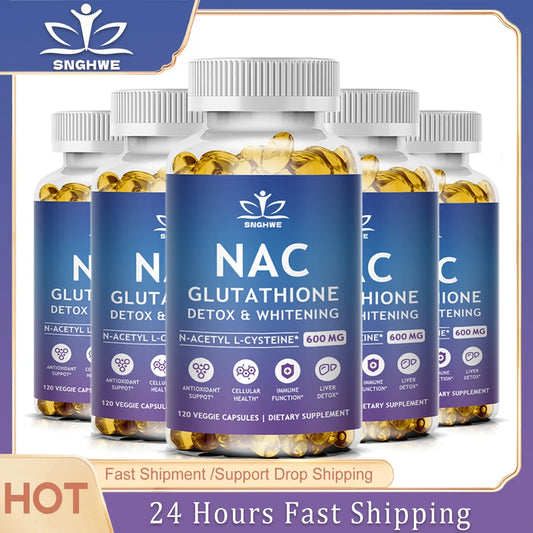 NAC N-Acetyl Cysteine Capsules Immune, Respiratory Health Antioxidant Glutathione Supplements Non-GMO, Gluten-Free