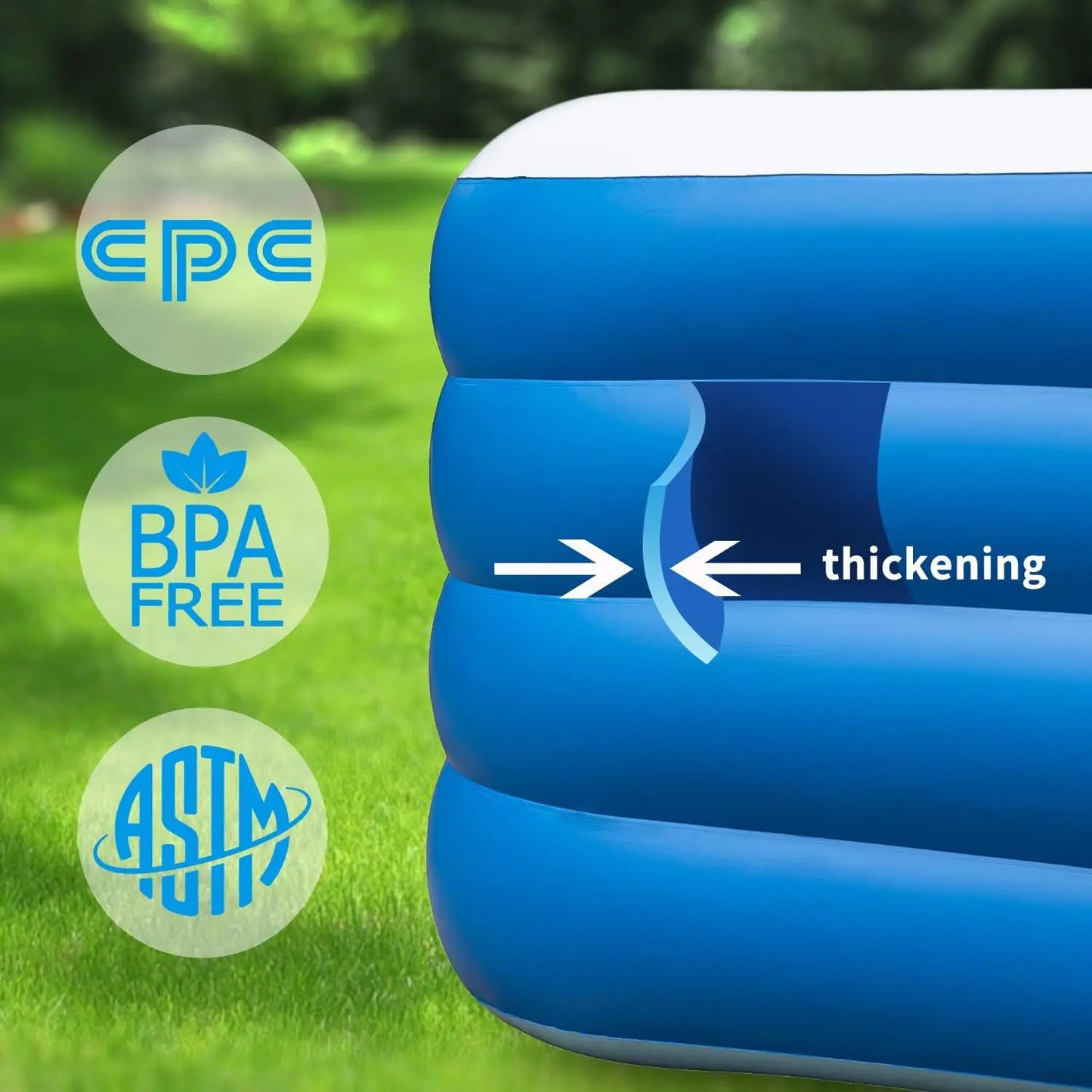 Kiddie Swimming Pool Extra Large Family-Inflatable Family Lounge Above Ground Swim Center Large Perfect for Summer Outdoor.