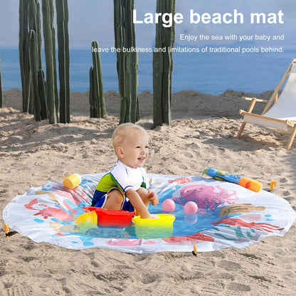 Waterproof Beach Baby Pool Kiddie Pool for Toddlers Beach Blanket Paddling Pool-Beach Summer Outdoor Water Play Toy for Kids