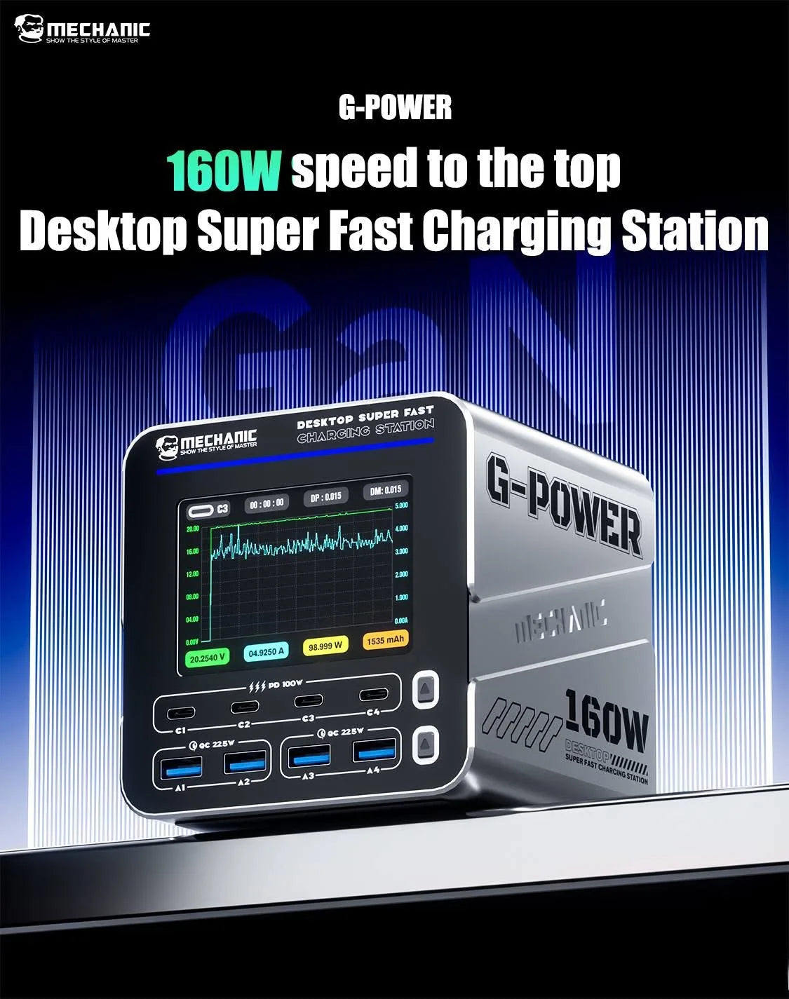 MECHANIC Smart Fast Charge 160W Multi-Line Combo supports charging multiple mobile phones at the same time