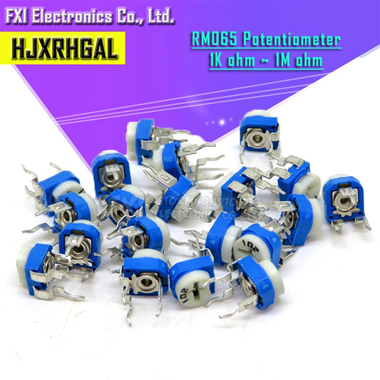 20pcs RM065 RM-065 100 200 500 1K 2K 5K 10K 20K 50K 100K 200K 500K 1M ohm Trimpot Trimmer Potentiometer variable resistor