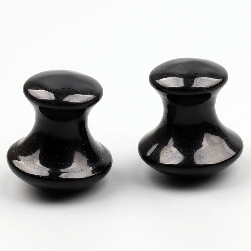 Obsidian Mushroom Face Care Massager Natural Crystal Gua Sha Tool Massage Head Eye Skincare Scraper Wrinkle Beauty Products