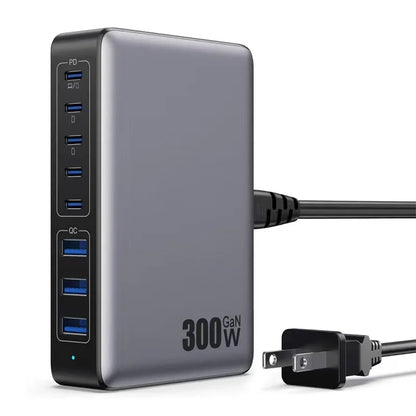 New 300W 8-port fast charging station type-c charger Multi-port USB mobile phone charger Convenient charger Home Office Travel