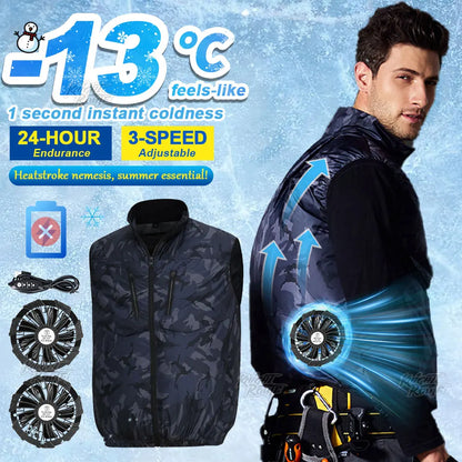 2025Summer Cool Vest,Wearable Cooling Fan, Air-conditioned Clothes Continuous cooling 13 Hours,for High Temperature Work Fishing