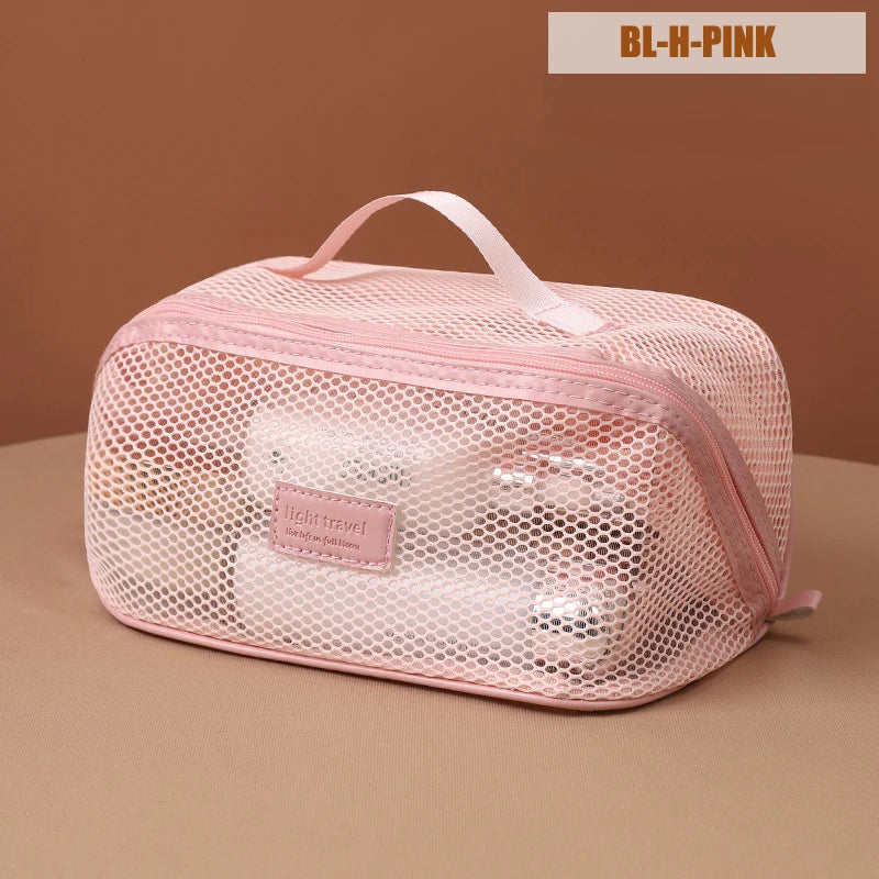 Multi-Functional Mesh Makeup Bag Pouch Large Capacity Portable Storage Case Travel Toiletry Bags Cosmetic Bag