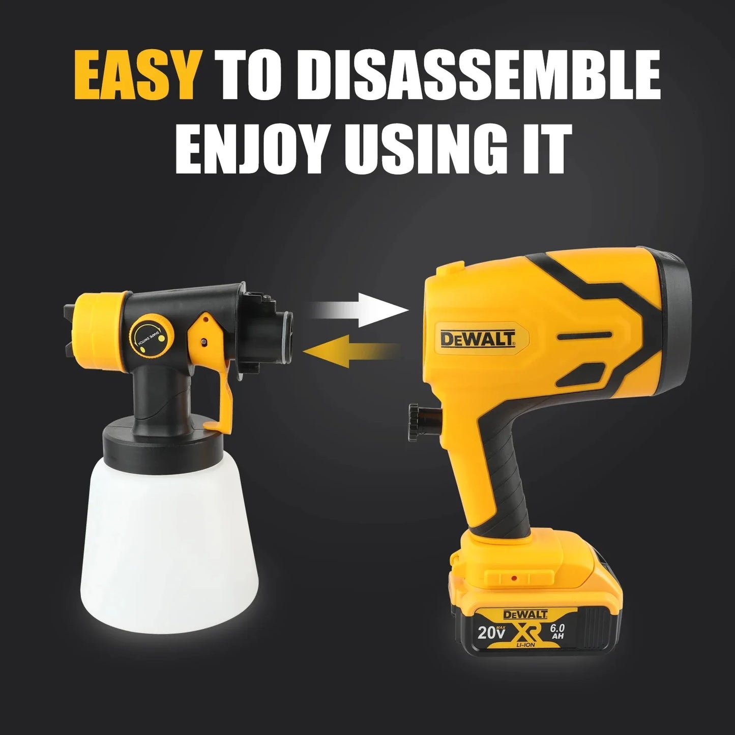 DEWALT 800ML Electric Spray Gun - Cordless, for a uniform coat on walls, cabinets, and DIY craft projects!