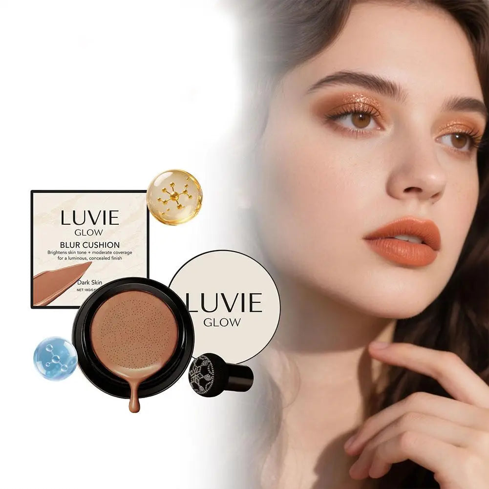 LUVIE GLOW Mushroom Head Air Cushion BB Cream Foundation Cream Face Concealer Moisturizing Waterproof Magic Foundation Makeup