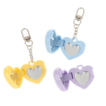 1Pcs Heart Shape Blush Empty Compact with Mirror, Keychain DIY Refillable Powder Case for Makeup