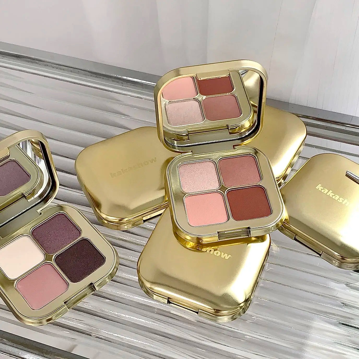 KAKASHOW 4 Colors Eyeshadow Palette Matte Shimmer Pearlescent Glitter Eye Shadow Long Lasting Easy To Color Eyes Makeup Palette