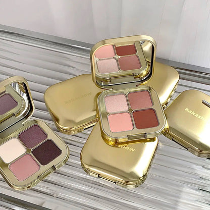 KAKASHOW 4 Colors Eyeshadow Palette Matte Shimmer Pearlescent Glitter Eye Shadow Long Lasting Easy To Color Eyes Makeup Palette