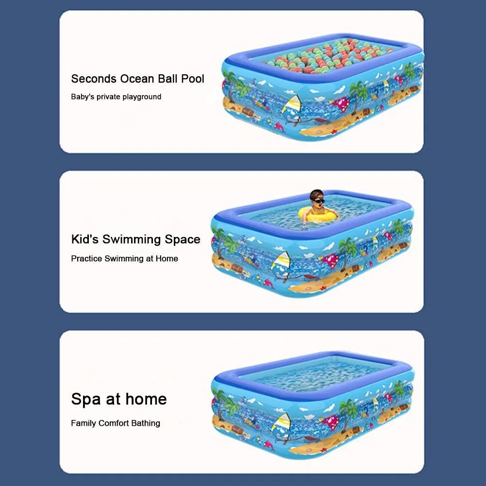 Children  Adults Inflatable Pool Foldable Square Blow Up Cute  Pool for Family Space-Saving Swimming Pool for Backyard Garden