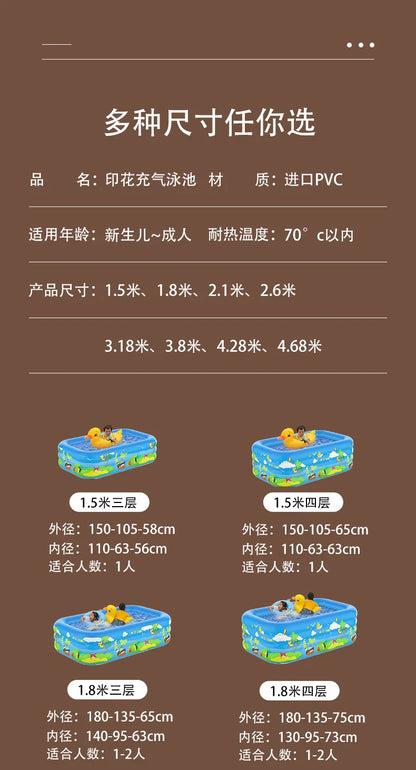 Large Foldable Inflatable Swimming Pool for Kids Adults Baby Family Indoor Outdoor Backyard Thickened Durable Summer Fun Pool