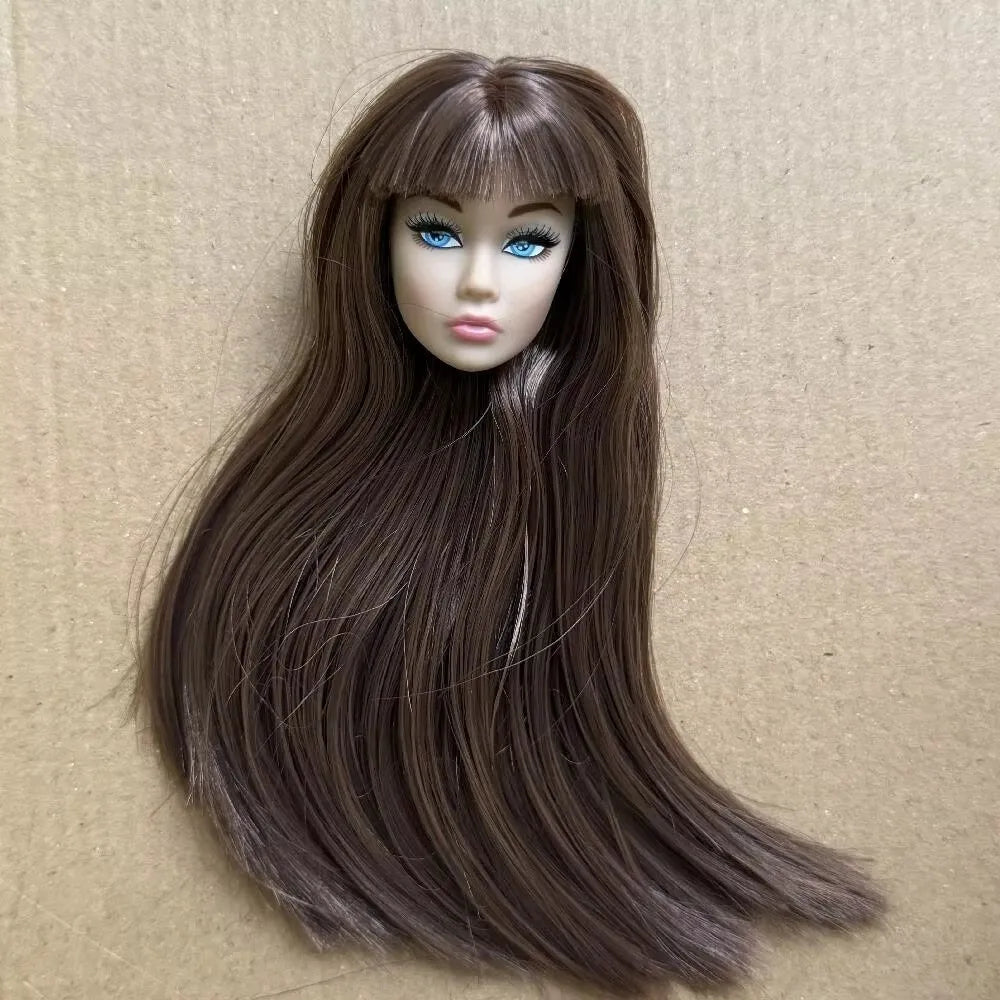 European Face Doll Head Long Hair White Normal Tan Skin Practice Makeup Head Fashion Doll Head for 11.5 Inch BJD Doll Body