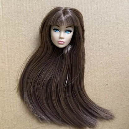 European Face Doll Head Long Hair White Normal Tan Skin Practice Makeup Head Fashion Doll Head for 11.5 Inch BJD Doll Body