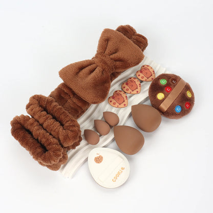 Embroidered Powder Puff Headband 13-Piece Set, Suitable for Applying and Setting Makeup, Suitable for All Skin Types