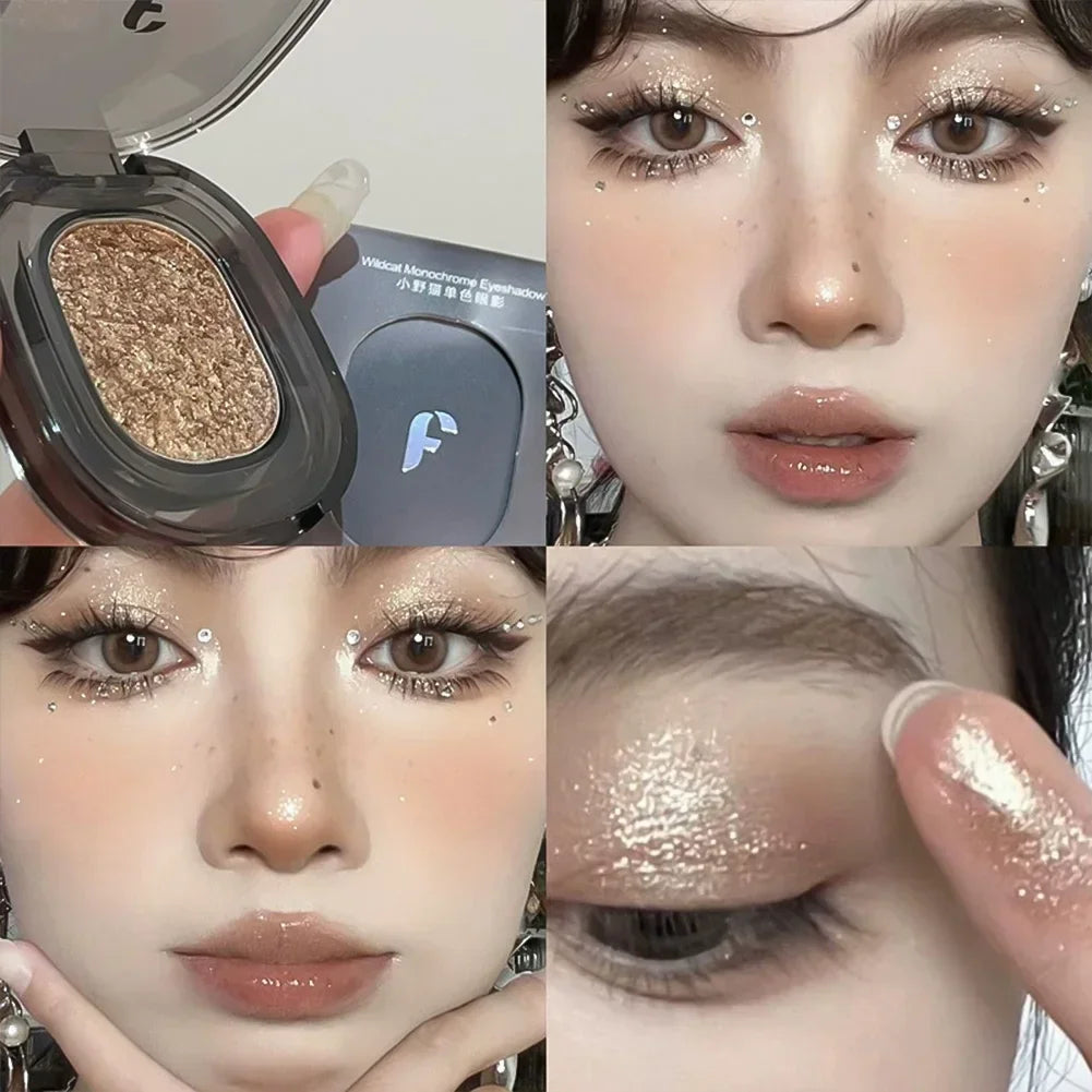 Glitter Punk Black Eye Shadow Palette Metallic Smoky Monochrome Eyeshadow Palette Shimmer Pearl Eye Makeup Shiny Silkworm Shadow