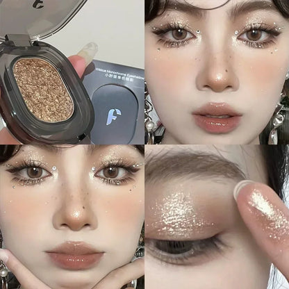 Glitter Punk Black Eye Shadow Palette Metallic Smoky Monochrome Eyeshadow Palette Shimmer Pearl Eye Makeup Shiny Silkworm Shadow
