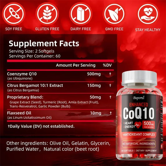 CoQ10 Supplement - Super Absorption, Antioxidant, Good for Heart Health and Energy Production, Coenzyme Q10 Vitamin