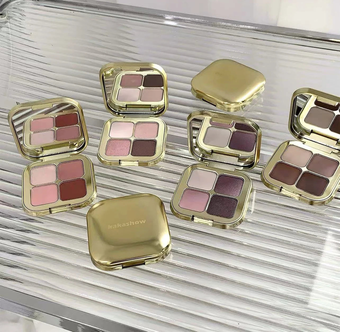 KAKASHOW 4 Colors Eyeshadow Palette Matte Shimmer Pearlescent Glitter Eye Shadow Long Lasting Easy To Color Eyes Makeup Palette