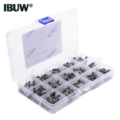 600PCS 15Value x 40Pcs Transistor TO-92 Assortment Box Kit Transistors 2N2222 2N3904 2N3906 C945 S8050 Direct-plug triode box