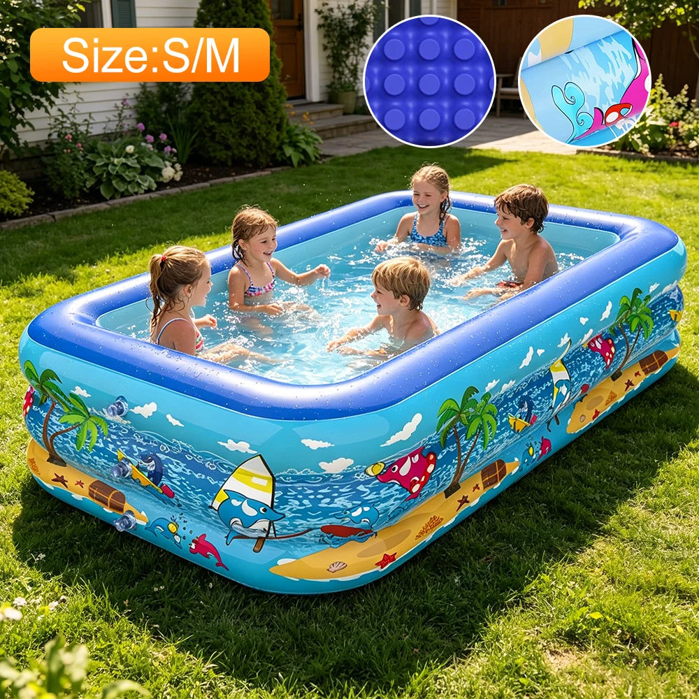 Inflatable Swimming Pool Large Family Pools 120cm Rectangle Framed Children Swimming Pool Summer Outdoor Pool  Bathtub Toys
