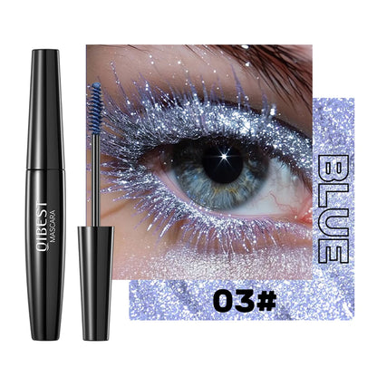 Glitter Diamond Mascara Waterproof Smudge-Proof Volumizing Lengthening Sparkling Snowflake Flake Clump-Free Lasting Party Makeup