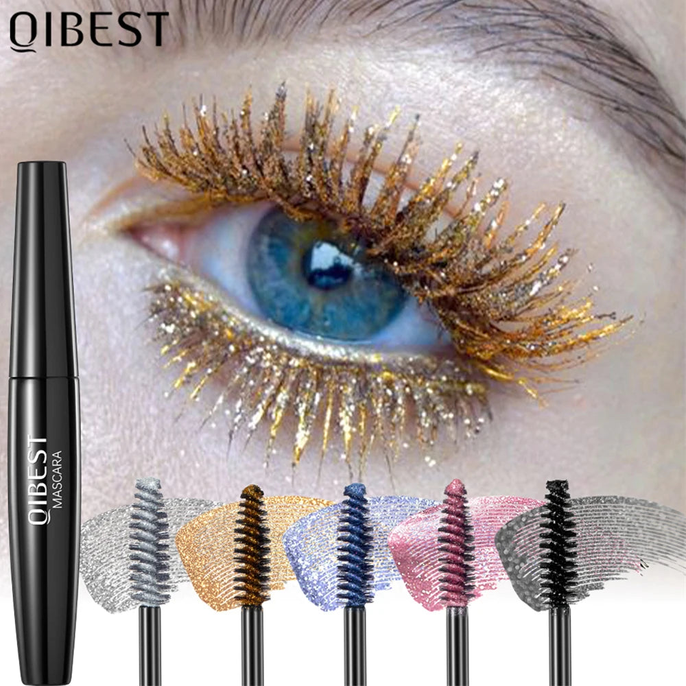 Glitter Diamond Mascara Waterproof Smudge-Proof Volumizing Lengthening Sparkling Snowflake Flake Clump-Free Lasting Party Makeup