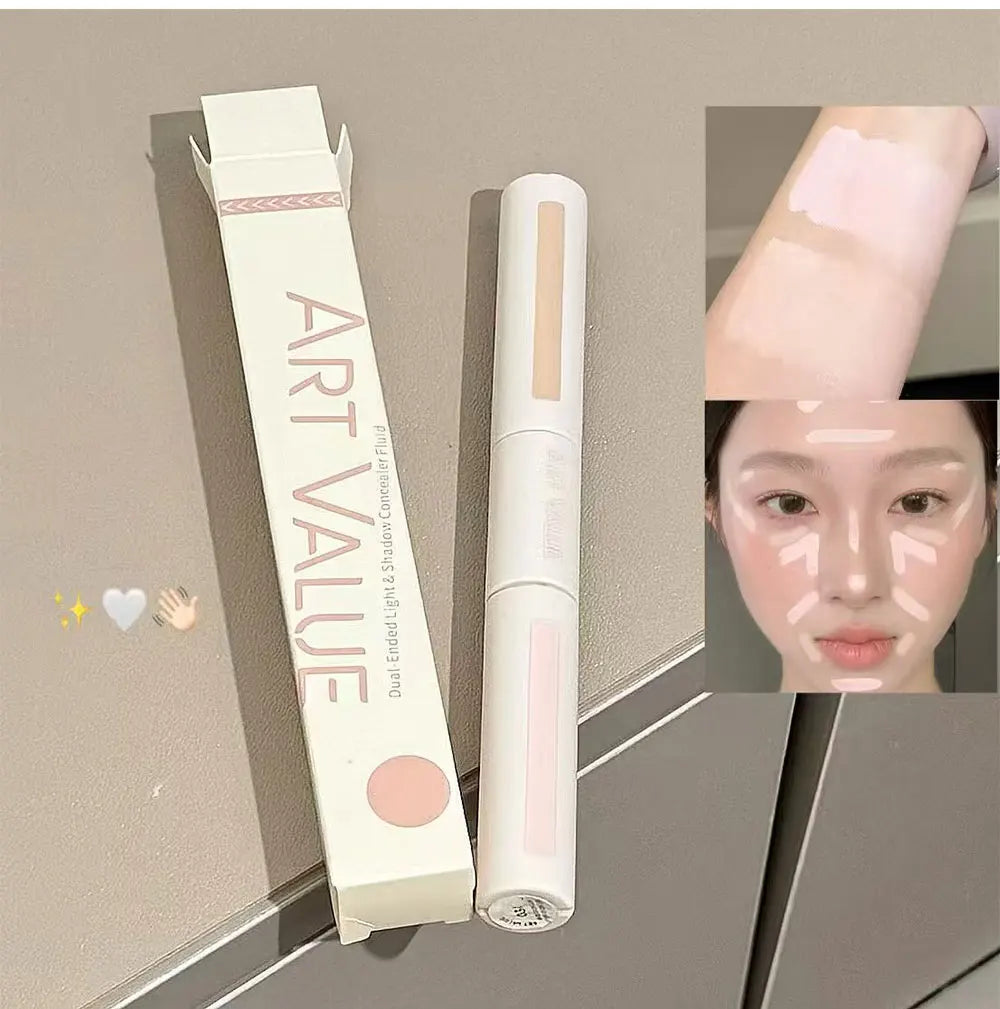 Dual End Concealer Stick Pink Liquid Brightening Contour Pen Correcting Penfor Under Eye & Face Sculpting Full Coverage Makeup