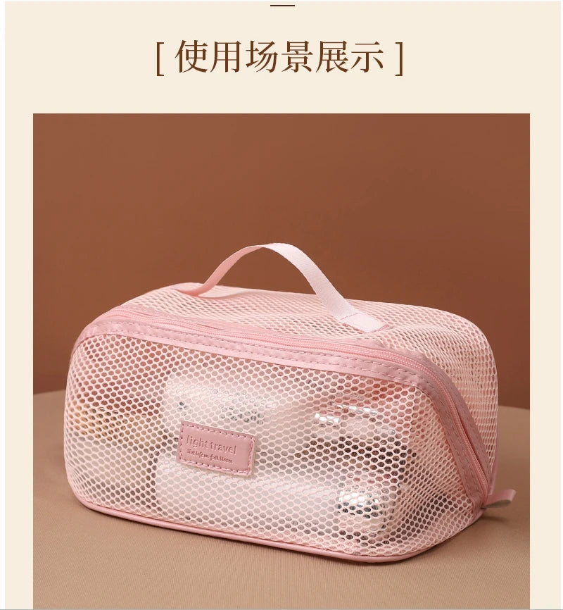 Multi-Functional Mesh Makeup Bag Pouch Large Capacity Portable Storage Case Travel Toiletry Bags Cosmetic Bag