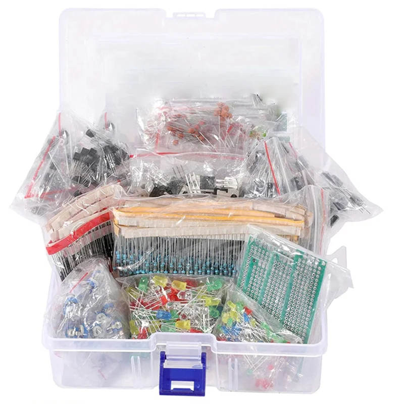 -A89Z 1818PCS DIY Electronics Components Kit Assortment Resistors LED Triode Capacitors Diodes PCB Potentiometer Resistanc