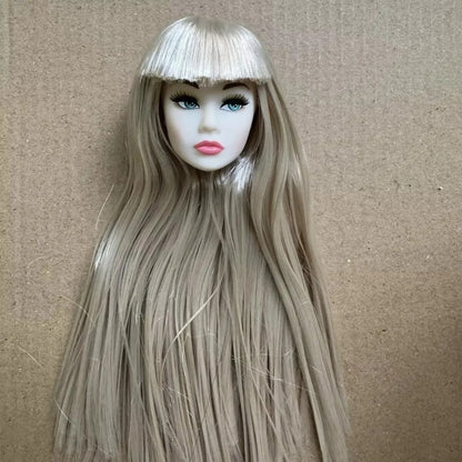 European Face Doll Head Long Hair White Normal Tan Skin Practice Makeup Head Fashion Doll Head for 11.5 Inch BJD Doll Body